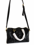 Embossed Black GG Boston Bag
